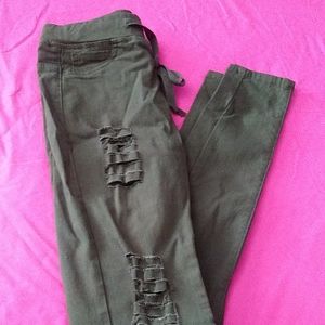 Dark Green ripped pants